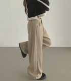 Winter Brushed Thick Cut Banding Wide Cotton Pants