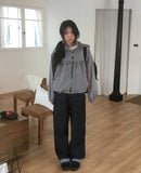 Mateng Frill Check Hooded Zip-Up Jumper