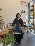 [unisex] Ryuhu Vintage Denim Hood Short Sleeve Shirt