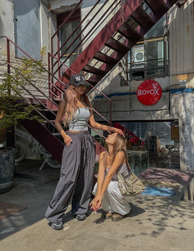 【U LAN】[U-BASIC] Chico Summer Two-Pin Tuck Nylon Pants U LAN (ユーラン) - [U-BASIC]チコサマーツーピンタックナイロン
