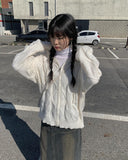 Hwami Loose fit Knit Zip-up Hoodie
