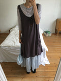 Mihi Seersucker Check Tiered Long Skirt