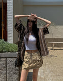 Rose Stripe Overfit Short Sleeve Shirt