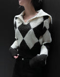 Argyle big collar Knit