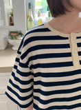 [unisex] Hemda Stripe Over Short Sleeve Tee