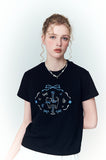 Circle Kitty Embroidered Crop Short Sleeve Tee