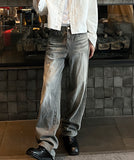 Vintage beige wide denim pants