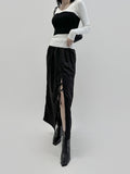 Nika satin slit long skirt