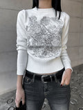 silver embroidered knit