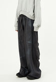 Oil washed back cargo wide banding pants