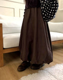 Camel Banding Balloon Long Skirt