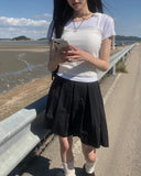 Rocker Midi Nylon Pleated Skirt