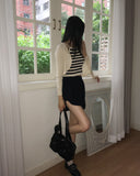 [SET] Zpin Stripe Sleeveless Cable Bolero Cardigan Set