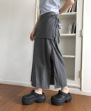 Caro Nylon Slit Layered Wrap Skirt