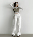 Rivet Fatigue Pocket Point Wide Cotton Pants