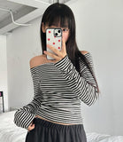 fondue stripe off-shoulder tee