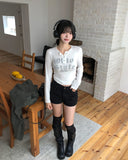 State Crack Lettering Button Long Sleeve