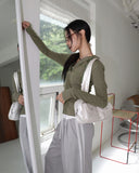 [MADE] Foil Vintage Pocket Slit Slim Ribbed Hood Zip-Up