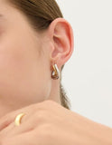 Etreve Silver Note Wave One-Touch Earrings