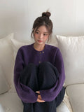 Feature Button Round Wool Knit Cardigan