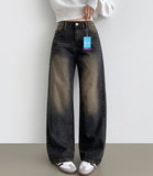 4 Season Basic Wide-Fit Washed Denim Pants