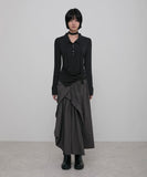 Asymmetrical Draped Layered Long Skirt