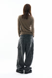 Sol button hairy knit top