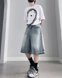 Milk Washing Bermuda Denim Pants