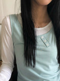 [MADE] Colin Diagonal Button Sleeveless See-Through Layered T-Shirt