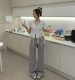 Flowy Fold Low-Rise Bootcut Banding Pants