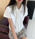 Oa Tie Set Pocket Collar Short Sleeve Shirt