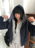 Inf Check Color Matching Two-Way Hood Zip-Up