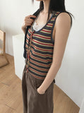 Titan hippie color matching striped vest sleeveless