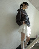 Shuha lace strap diagonal tiered skirt