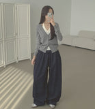 4-season Non-fade Raw Balloon Wide Jogger Banding Pants