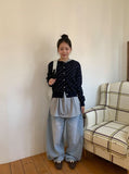 Hiphu Studded Denim Wide Pants