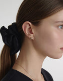 Triple Silver Cutout One-Touch Earrings S