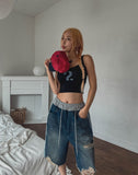 Banding Track Damage Bermuda Denim Pants