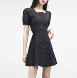 Clony Puff Raw Denim One Piece