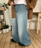 Yuruni denim washed wide pants