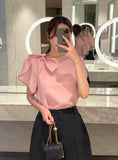 Lovell Ribbon Tie Shirring Blouse