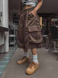 Toffee Wide Cargo Bermuda Pants