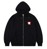 [UNISEX]Bear Heart Back Printing Hood Zip-Up