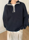 [BAONHAUS] Poinin color matching half zip-up knit