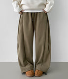 Thick Brushed Chestnut Folding Corduroy Wide Two-Way Banding Pants