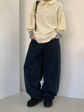 Hibom Washing Wide Balloon Denim Pants