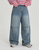 [BAONHAUS] Remill Parachute Washed Wide Denim Pants
