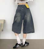 Casual Banding Knee Length Bermuda Denim Shorts