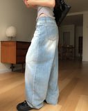 Blush Lace Sagging Denim Pants