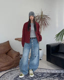 Pet Curved Button Denim Pants